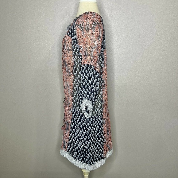 Ulla Johnson SALINAS Red & Blue Paisley 100% Silk 3/4 Sleeve Mini Dress Sz 0 - Picture 8 of 15